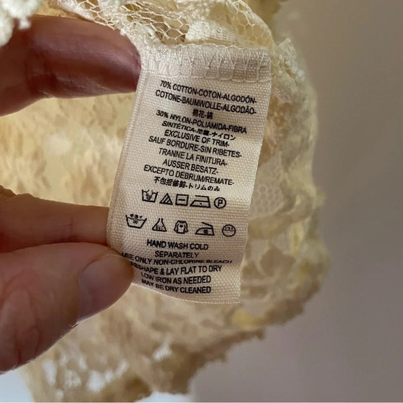 Free People Cream Lace Embroidered Sheer Peplum Top Size Small - Picture 8 of 11